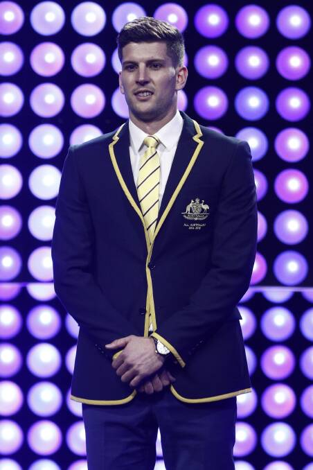 STAR: Temora's Luke Breust after being presented his second All-Australian blazer at the Palais Theatre in Melbourne last month.