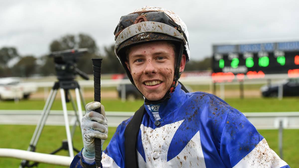 HAPPY DAYS: Victorian apprentice Logan McNeil is all smiles after winning on Pacific Tycoon at Albury last month. Picture: Mark Jesser