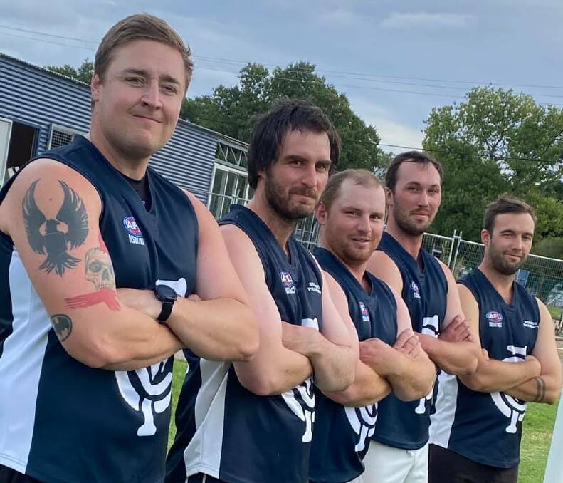 CAPABLE PLAYERS: Joel Pearson, Phil Bird, Joe Scott, Jacob Tiernan and Michael
Knagge formed Cootamundra's leadership group this year. Picture: Cootamundra FC