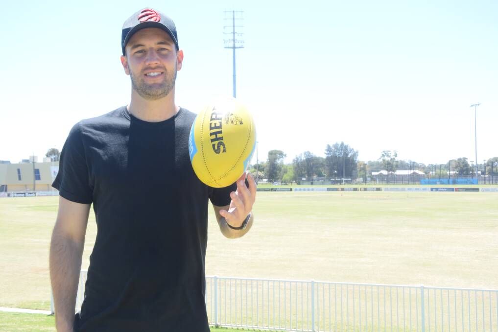 READY TO GO: Western Bulldogs footballer Matt Suckling at home in Wagga at Robertson Oval on Monday ahead of his return to pre-season training next week. Picture: Matt Malone