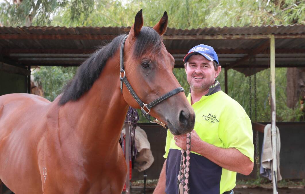 ON TOP: Wagga trainer Trevor Sutherland, pictured with Charming Pat, has claimed the Southern District Racing Association (SDRA) premiership for a sixth time. Picture: Les Smith
