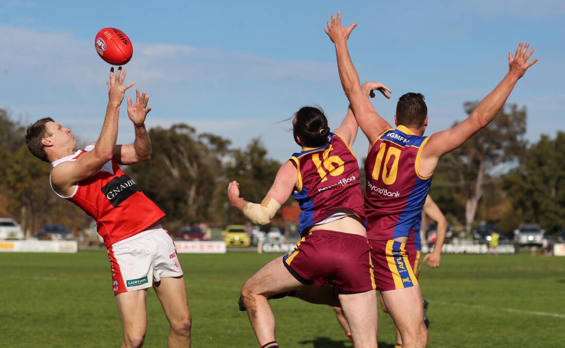 Luke Gestier in action for Collingullie-Glenfield Park two weeks ago against Ganmain-Grong Grong-Matong.