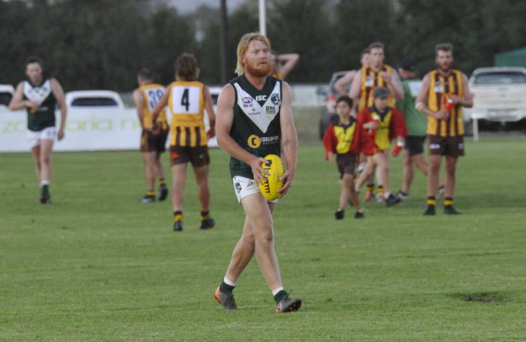 NEW COLOURS: Jeremy Sykes was a standout for Coolamon in the trial win over East Wagga-Kooringal at Gumly Oval on Wednesday night. Picture: Matt Malone