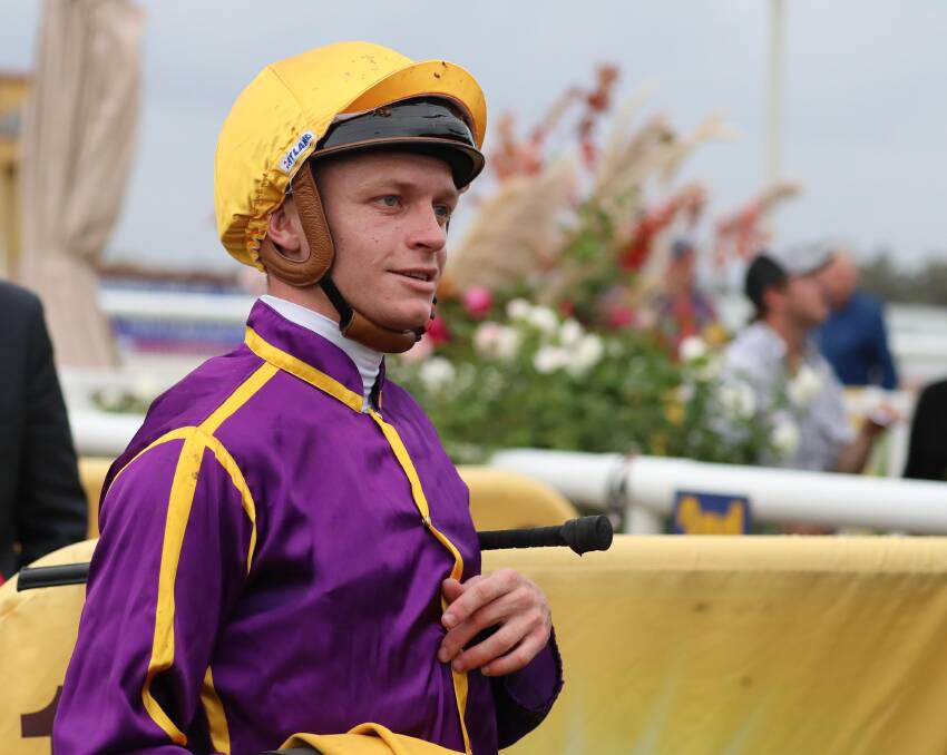 FLYING: Albury apprentice jockey Blaike McDougall will win the Southern District premiership in his first full season in the district. Picture: Les Smith