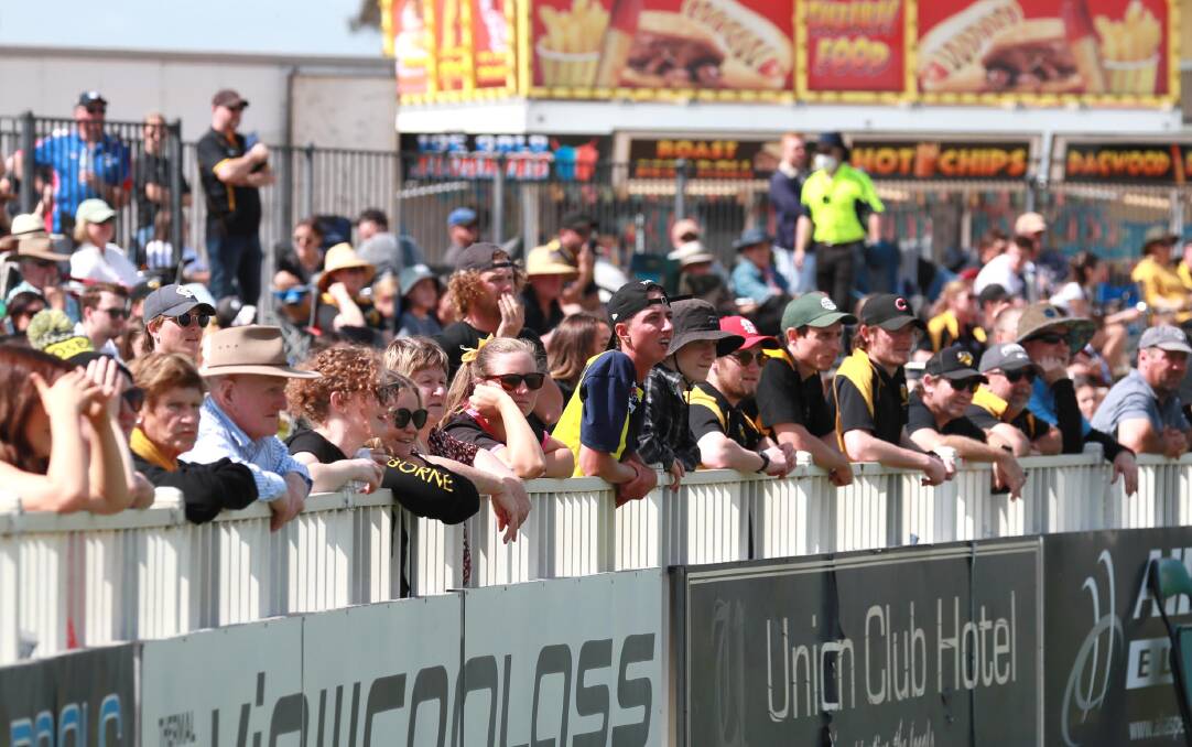 BIG TURNOUT: A section of the crowd at Robertson Oval on Saturday for the AFL Riverina Championship grand final. Picture: Les Smith