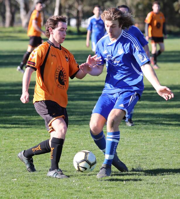 NEW COLOURS: Max Lysaght (left) will make his debut for Tolland on Sunday against Wagga United. 