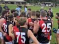 ON SONG: Marrar assistant coach Cal Gardner addresses the troops during one of the breaks against Barellan on Saturday. 