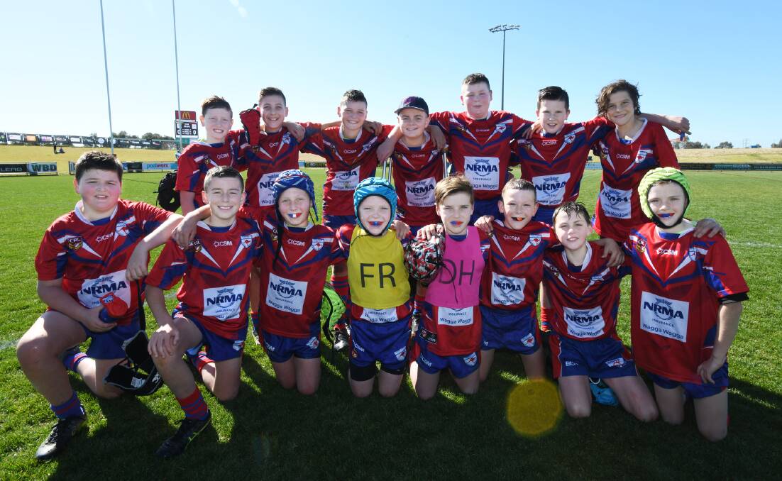 WINNERS: Wagga Kangaroos Red celebrate their under 11 grand final win over Wagga Kangaroos Blue at Paramore Park on Saturday.