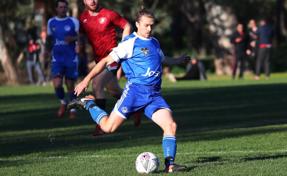 WELCOME RETURN: Alex Rudd was back in action for Tolland last week and made an immediate impact, scoring in the win over Wagga United. Picture: Emma Hillier