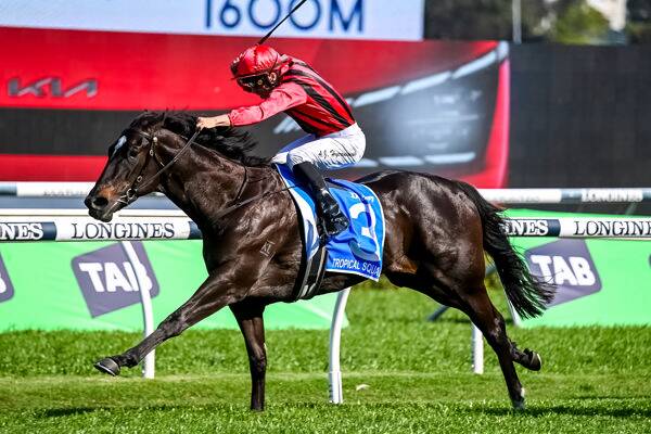 Tropical Squall wins the group one Flight Stakes at Randwick on Saturday. Picture by Steve Hart