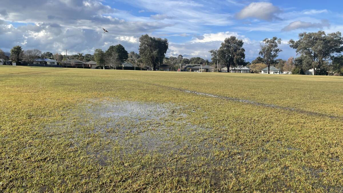 WET AND WILD: The lower ground at Henwood Park was supposed to host a game on Sunday but it was waterlogged. Picture: Matt Malone