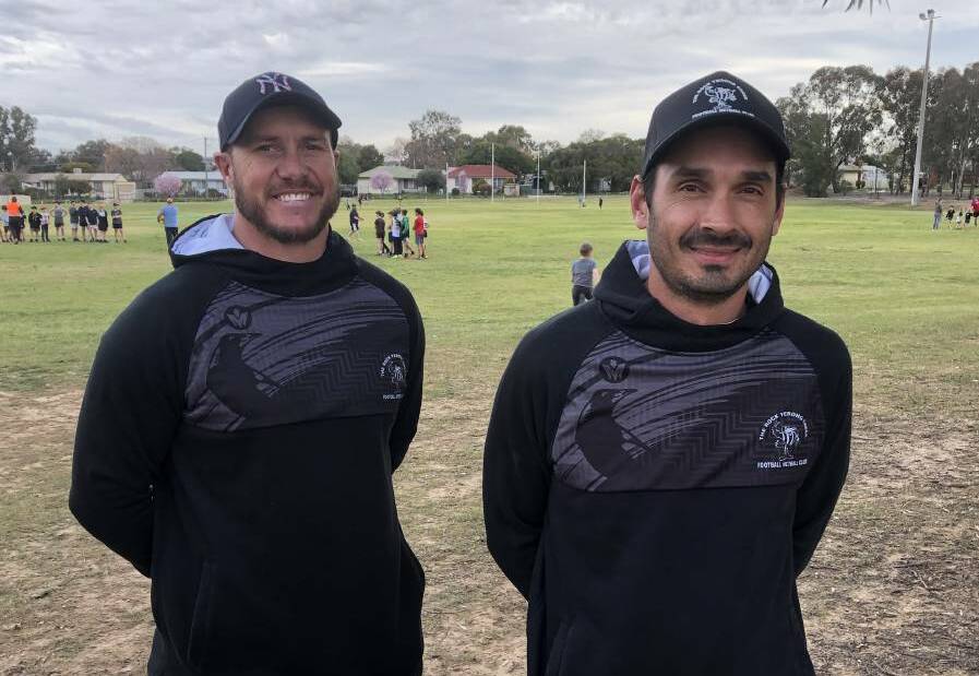 ON BOARD: Brad Aiken and Heath Russell are the first Farrer League coaches to re-commit to the 2023 season. Picture: Peter Doherty
