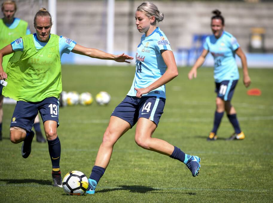 Alanna Kennedy in action at Matildas training. Picture: The Age