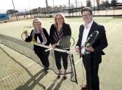 EXCITING TIMES: Wagga deputy mayor Jenny McKinnon, Little Athletics NSW chief executive Rebecca Shaw and Tennis NSW Infrastructure and Planning manager Brett Pettersen at the announcment at Jim Elphick Tennis Centre on Wednesday. Picture: Les Smith