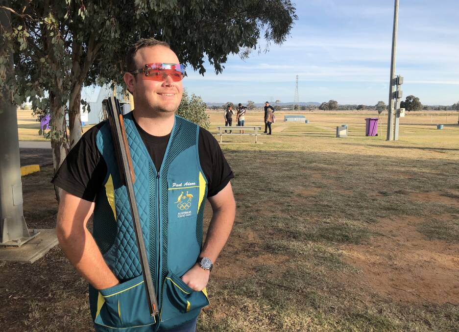 DETERMINED: Olympic shooter Paul Adams at the 2021 National Skeet Championships in Wagga on Thursday. Picture: Matt Malone