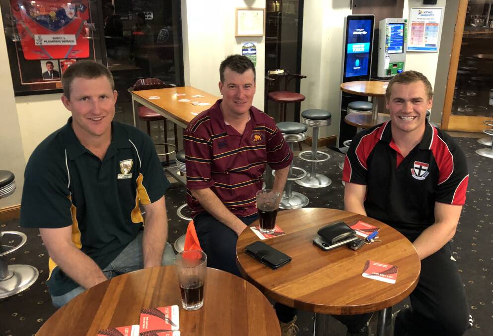 COMBINED EFFORT: TLU president Brenton Browne, GGGM president Jason Linsell and North Wagga coach Kirk Hamblin at this week’s fundraising committee meeting for Josh Hanlon at the William Farrer Hotel.
