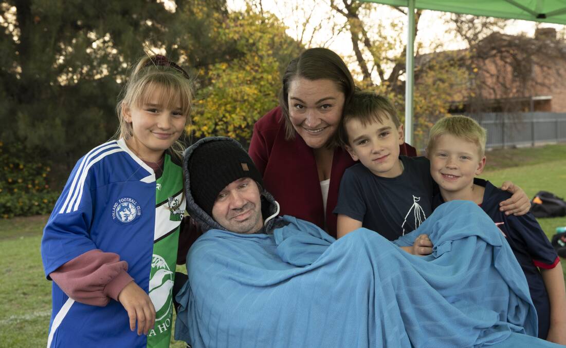 SPECIAL DAY: Alex McDonald with wife Natasha Coetzee, daughter Mimmy, son Theo and nephew Oliver Skipworth (far right) at the Pascoe Cup on Sunday. Picture: Madeline Begley