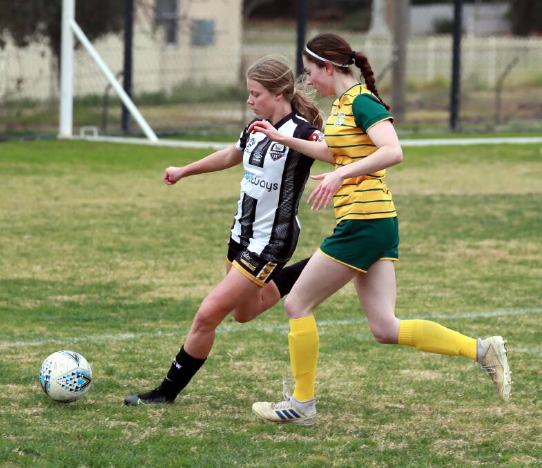 SPECIAL MOMENT: Bree Lyons made her starting debut for Wagga City Wanderers in Sunday's 3-0 win over Tuggeranong United at Gissing Oval. Picture: Les Smith