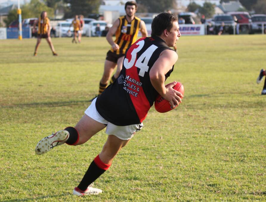 GOING PLACES: Marrar footballer Chris O'Donnell in action against East Wagga-Kooringal at Gumly Oval last Saturday week. Picture: Cathie Fox