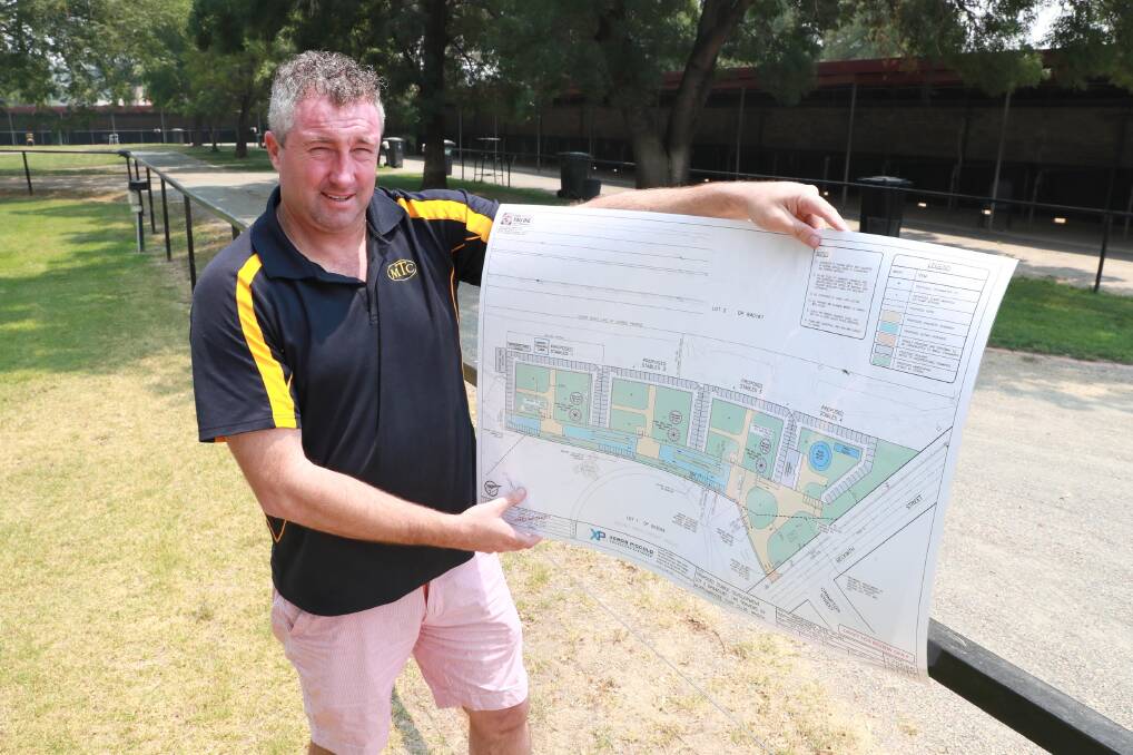 PROGRESS: Murrumbidgee Turf Club chief executive Steve Keene with plans for the $6.8 million stable complex. 