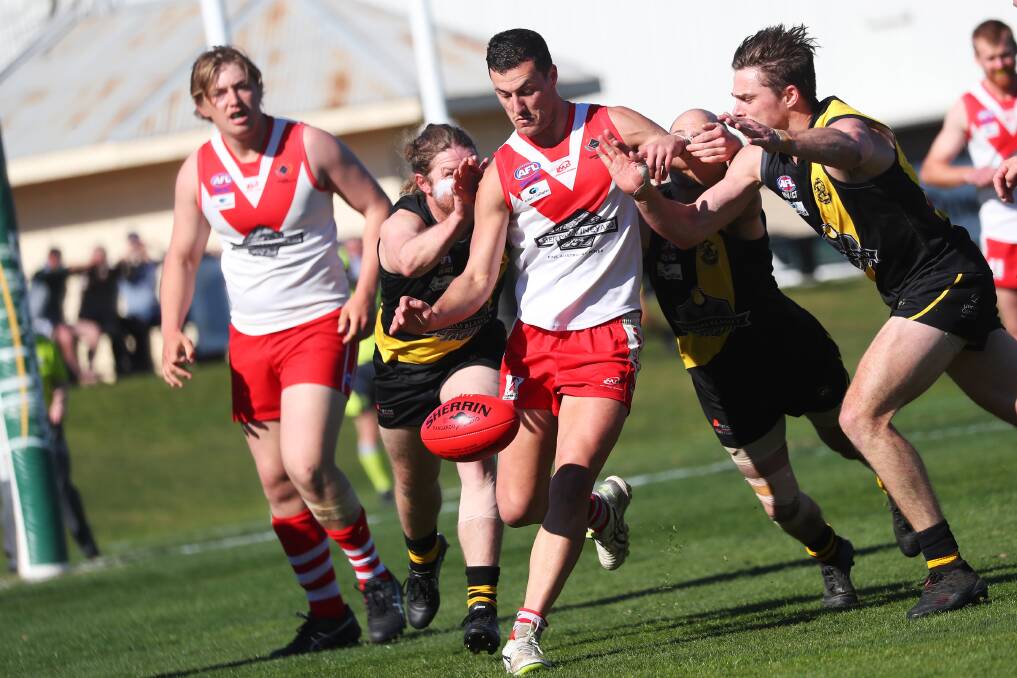 ON THE MOVE: Jordan Iudica in action for Griffith during the qualifying final against Wagga Tigers. Picture: Emma Hillier