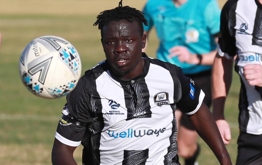 MATCH-WINNER: Jacob Ochieng delivered the winning goal for Wagga City Wanderers on Saturday. Picture: Les Smith