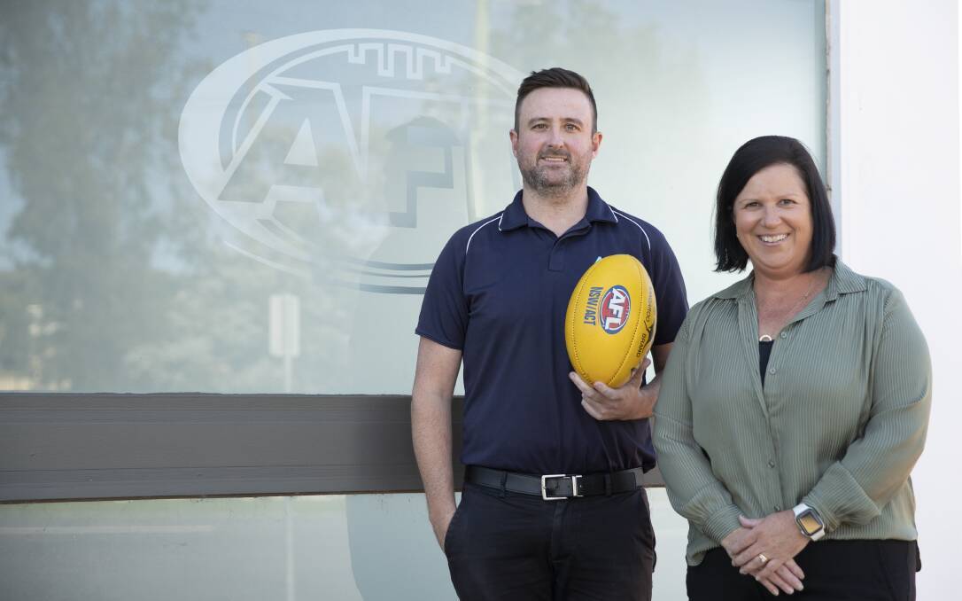 FRESH FACES: Joel Robinson and Dionne Anderson have been appointed to new roles at AFL Riverina. Picture: Madeline Begley