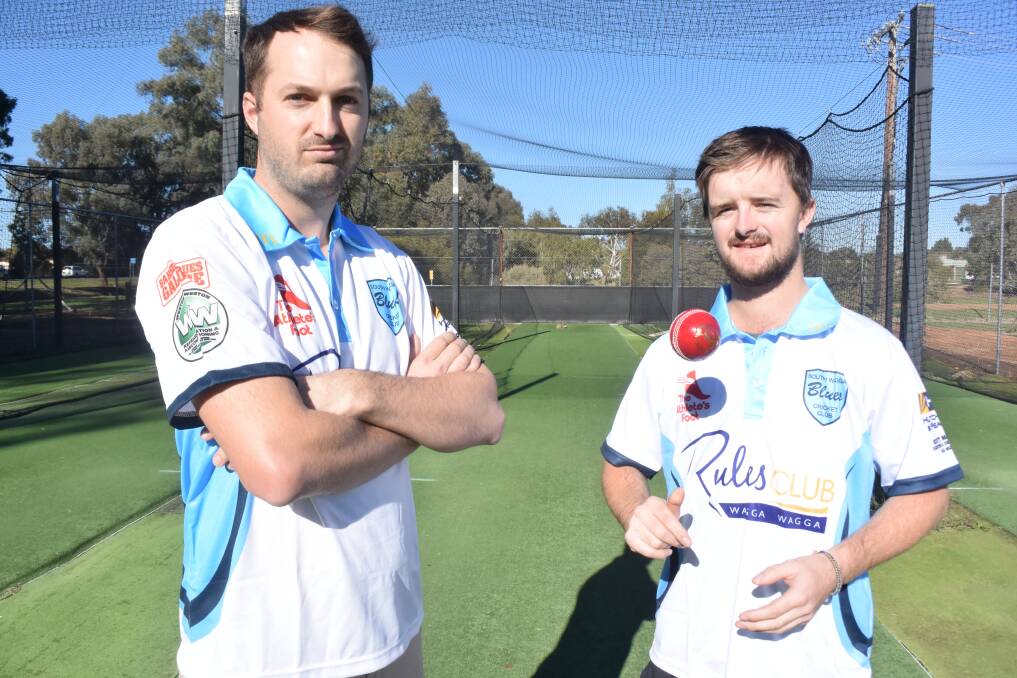 SWITCHING TO SOUTH: South Wagga's new signings Alex Smeeth and Lachie Skelly at the Blues' nets at Maher Oval on Wednesday. Picture: Matt Malone
