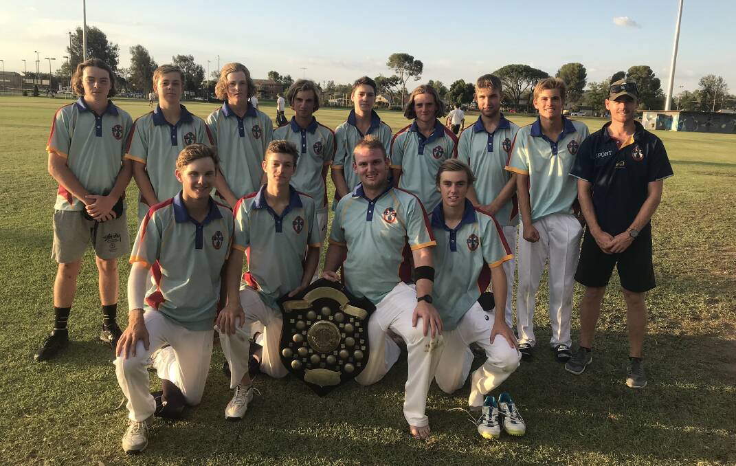 CHAMPIONS: Mater Dei Catholic College celebrate their Byrnes Shield win on Monday night.