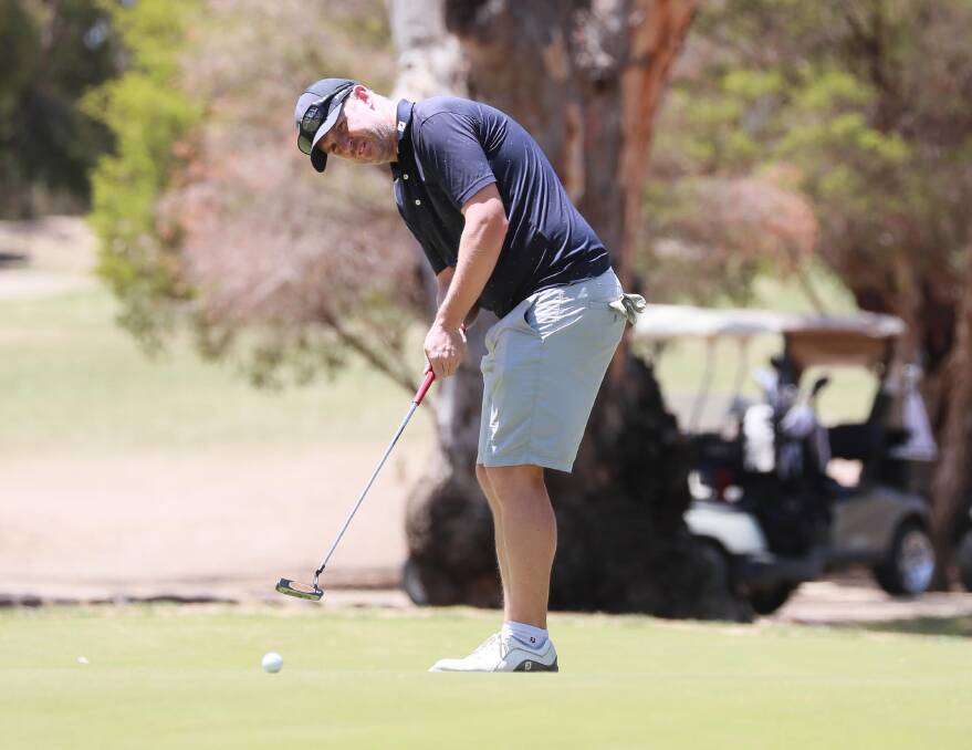 CHAMPION: Luke Chisholm on his way to victory at the City of Wagga Open at Wagga Country Club on Sunday. Picture: Les Smith