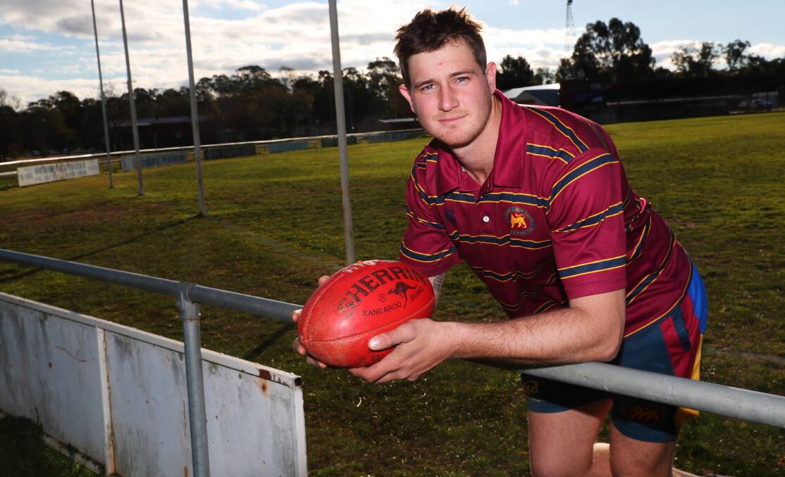 Ganmain-Grong Grong-Matong ruckman Jacob Olsson won the Riverina League Player of the Year award, voted by coaches, last season. Picture: Emma Hillier