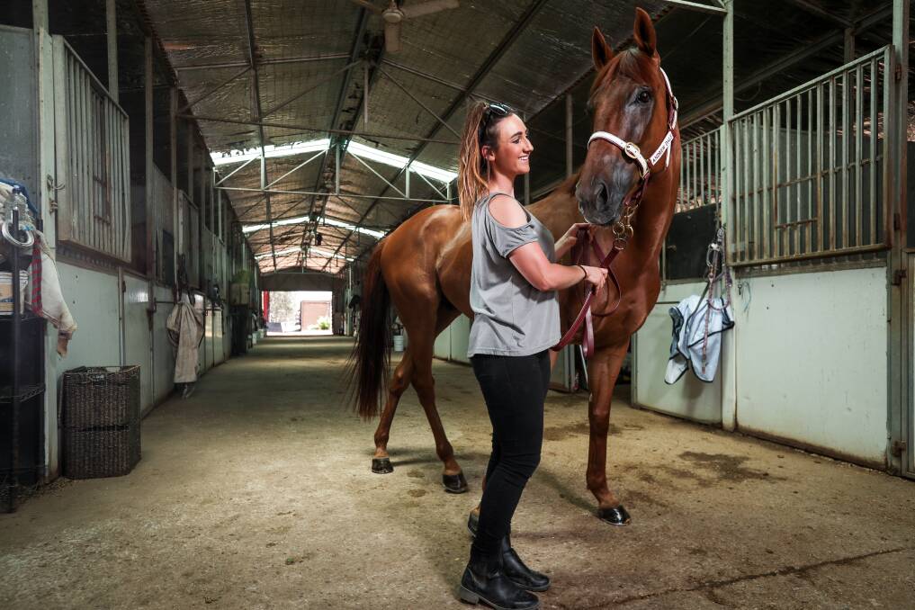Maddy Collins with Little Red Devil when working for the Andrew Dale stable. Picture: The Border Mail