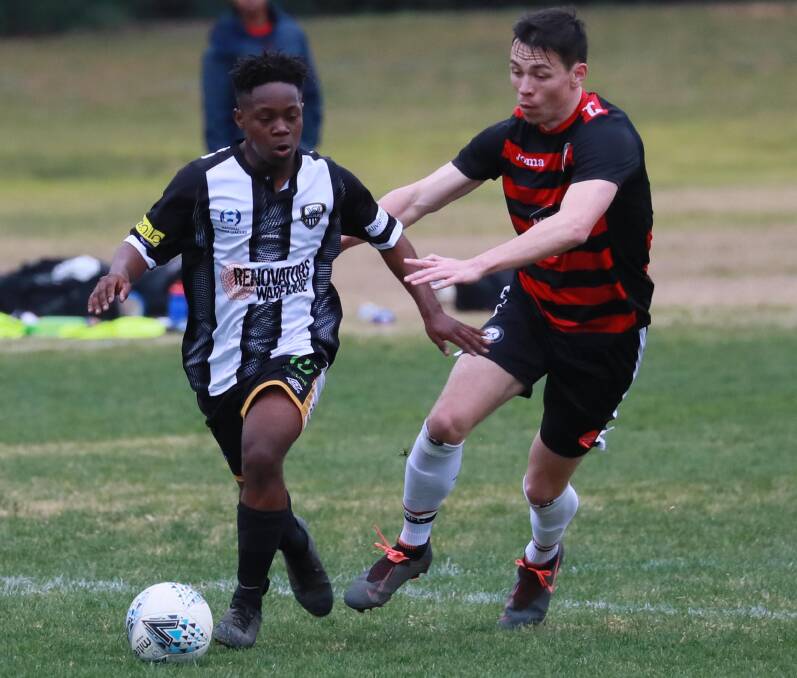 ON SONG: Ano Matowe produced a 'phenomenal' performance in Wagga City Wanderers' 3-3 draw against Canberra White Eagles in Canberra on Saturday. Picture: Les Smith