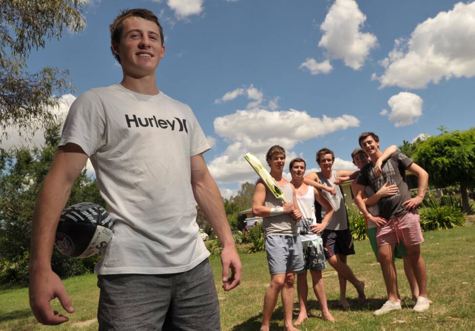 Harry Cunningham in Wagga with his mates in the lead up to the 2011 AFL Draft.