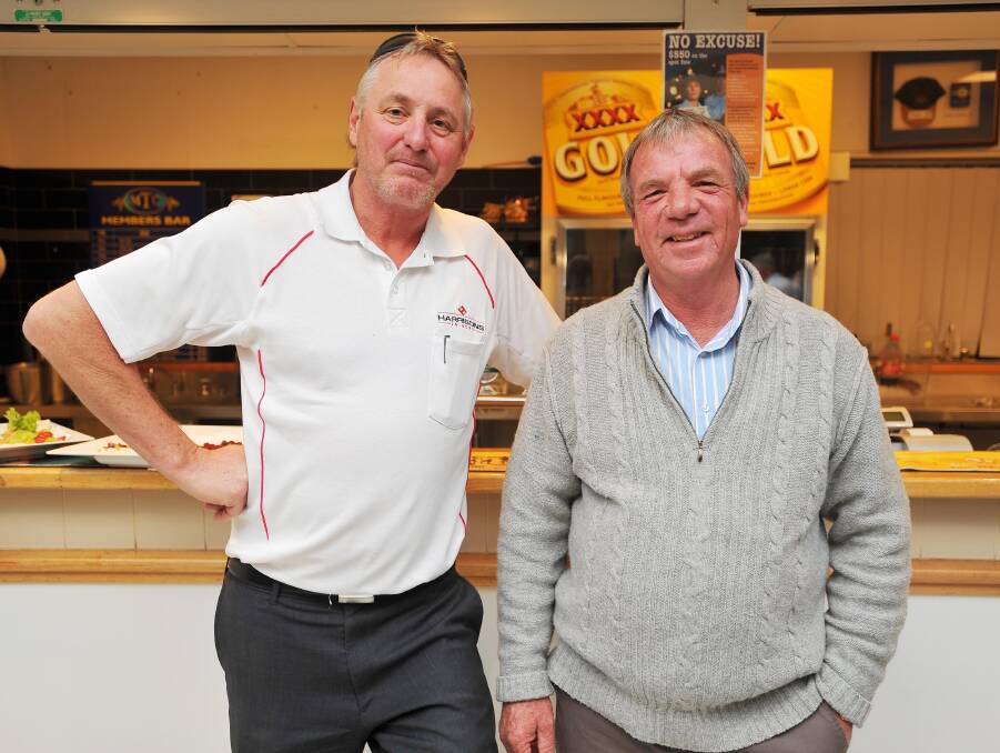 MATES: Murrumbidgee Turf Club president Geoff Harrison, pictured with outgoing director Mark Logan. 