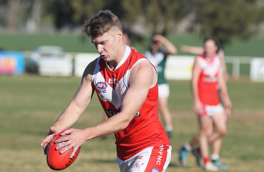ON SONG: Collingullie-GP coach Luke Gestier kicked six goals against Wagga Tigers on Saturday.