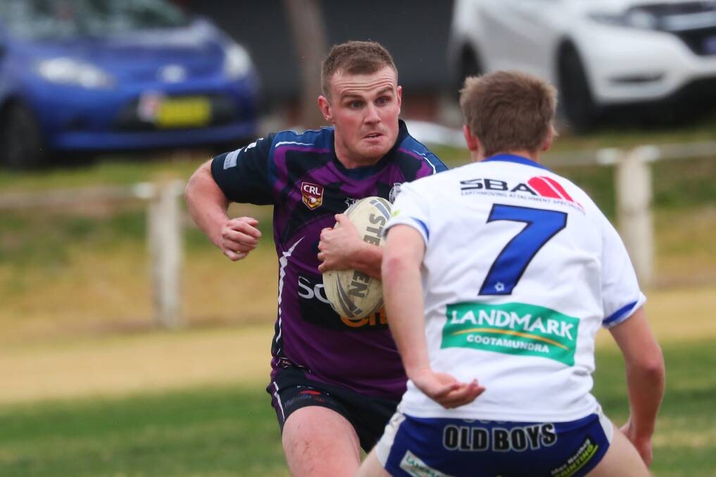CHARGING: Southcity forward Tim Jones takes the ball up during the win over Cootamundra last weekend. Picture: Emma Hillier