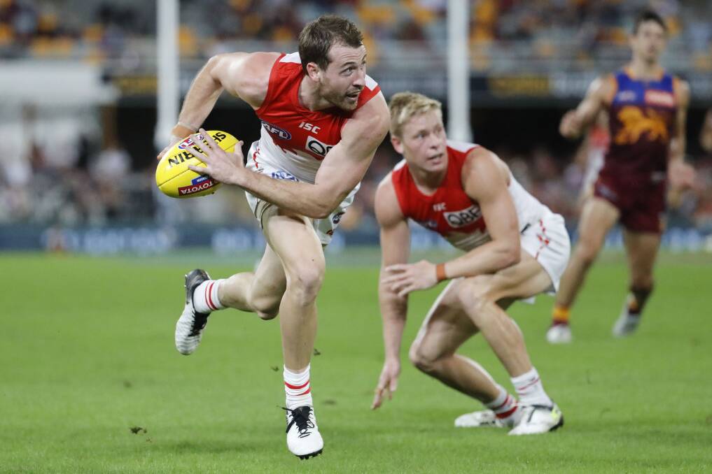 STRUCK DOWN: Harry Cunningham in action for Sydney against Brisbane last Saturday night before tearing his adductor. 