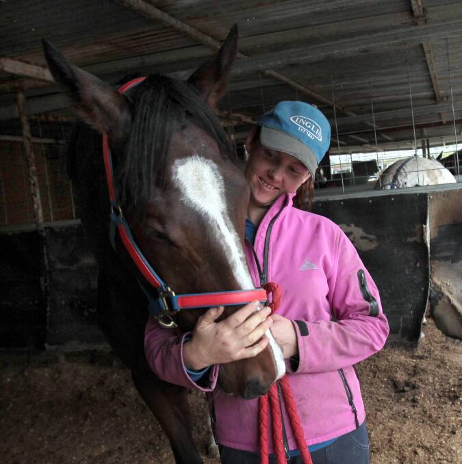 BIG TEST: Willy White Socks with Steph Sutherland. Willy White Socks is set to compete in Saturday's $500,000 Craven Plate (2000m). Picture: Les Smith