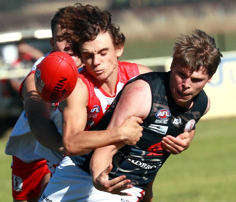 Luke Murray (right) has left Collingullie-Glenfield Park to join Farrer League club Temora. Picture by Les Smith