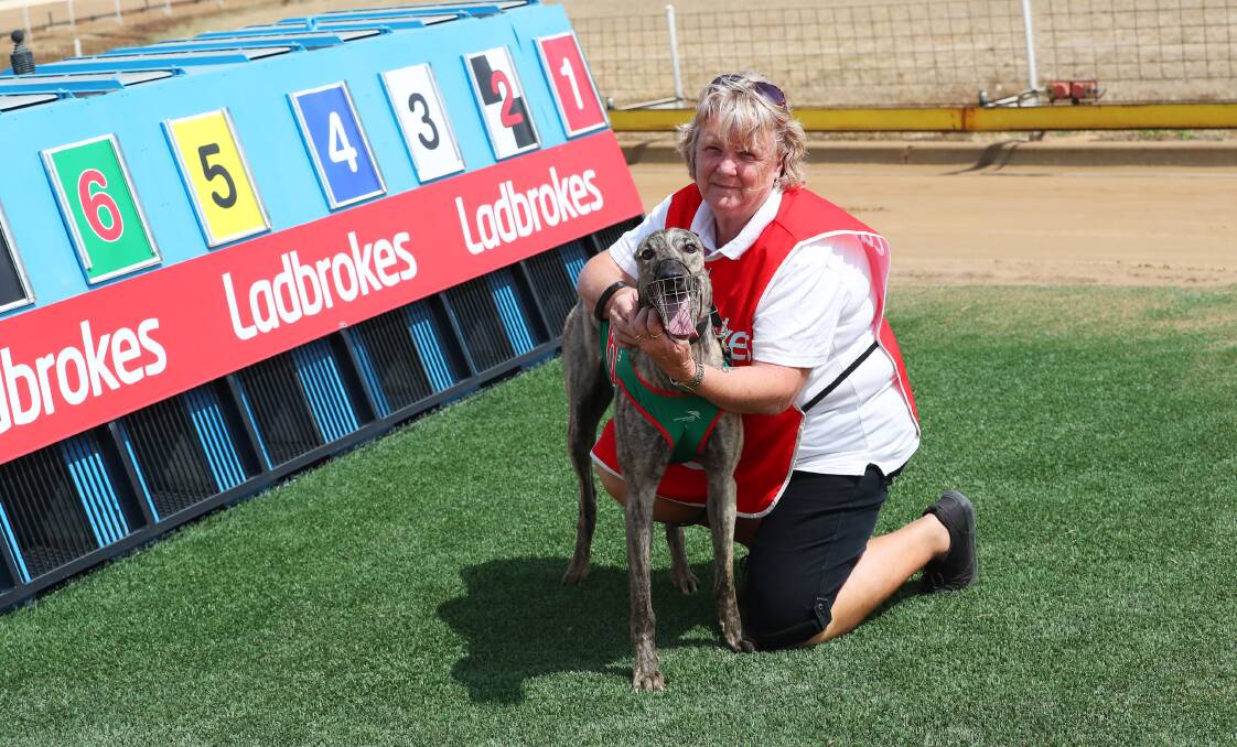 RISING STAR: Joanne Smith with unbeaten greyhound Tanami Express. Picture: Emma Hillier