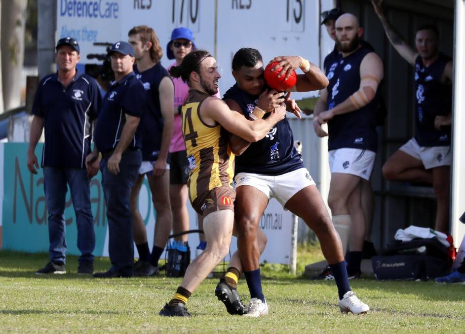 Stanley Tipiloura in action for Coleambally against East Wagga-Kooringal. Picture by Les Smith