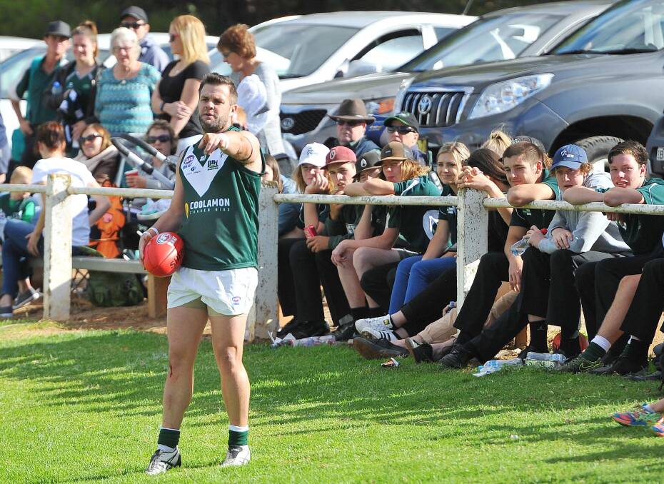 Adam Schneider having a one-off game for Coolamon in 2016. 