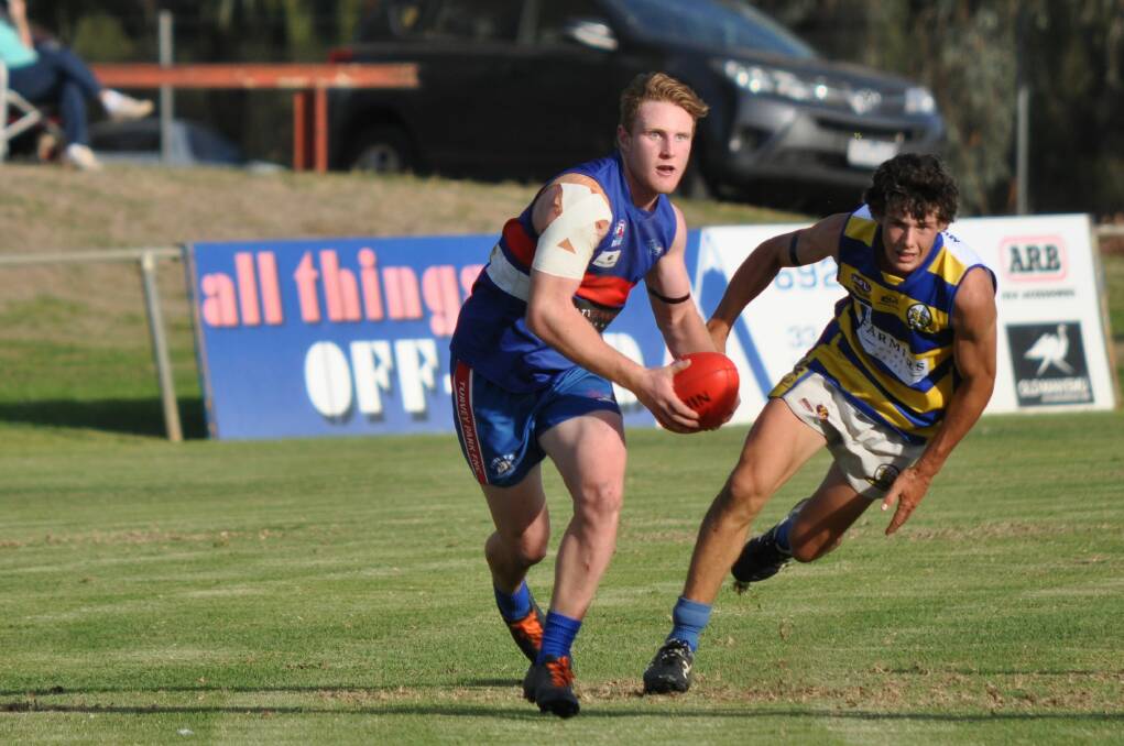BEST: Jackson Hughes, pictured playing against Mangoplah-Cookardinia United-Eastlakes earlier in the year, had a big game for Turvey Park on Saturday. Picture: Simone Harmer