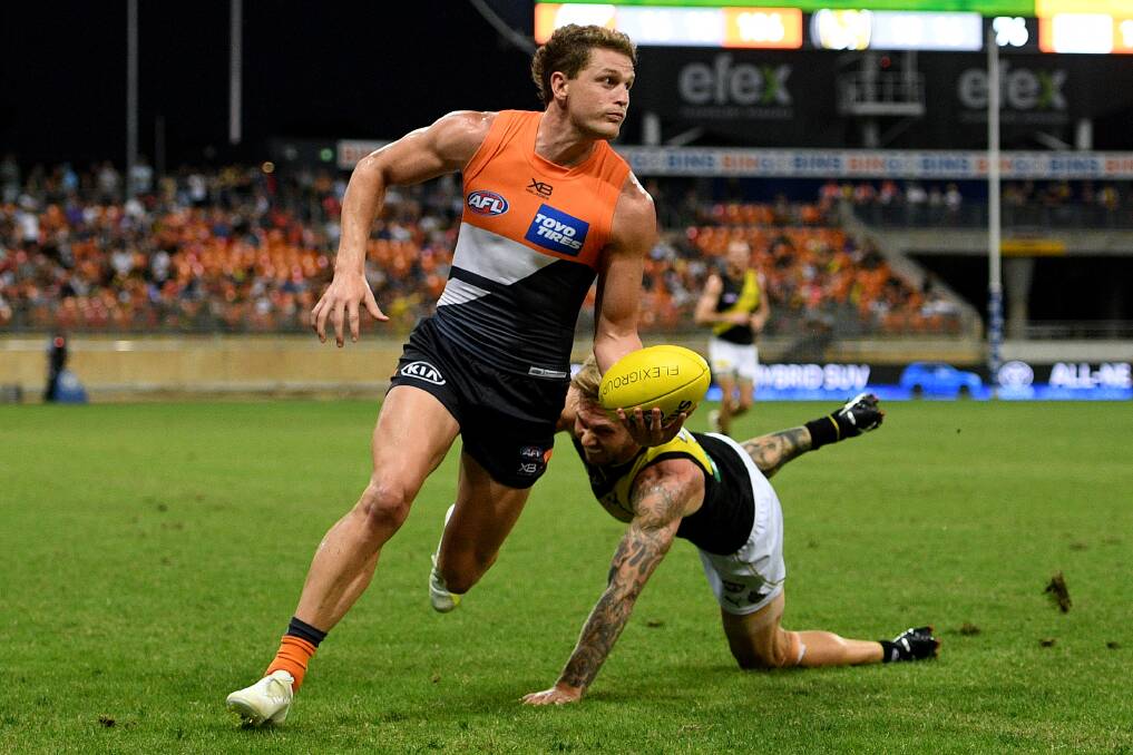 Jacob Hopper in action for GWS earlier in the season against Richmond. Picture: AAP