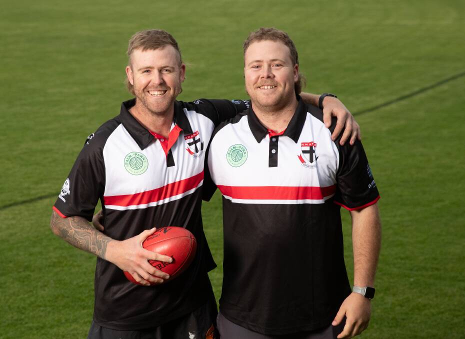 Matt and Will McGowan show off their new colours at McPherson Oval. Picture by Madeline Begley