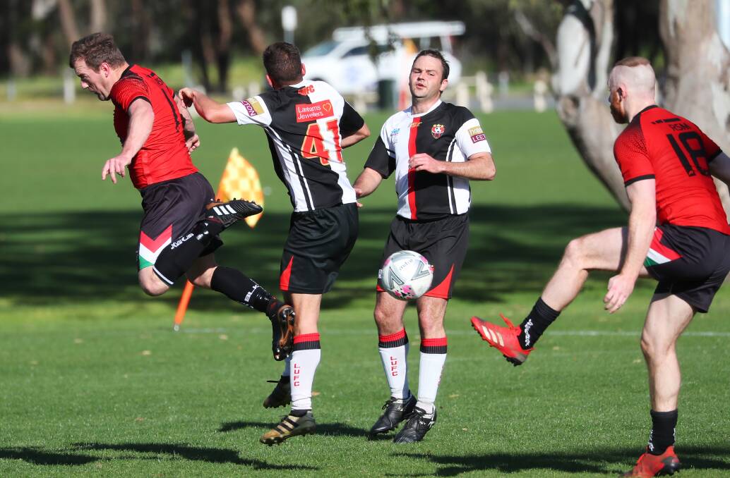 EVEN: Lake Albert and Leeton United played out a 3-3 draw on Sunday. Picture: Emma Hillier