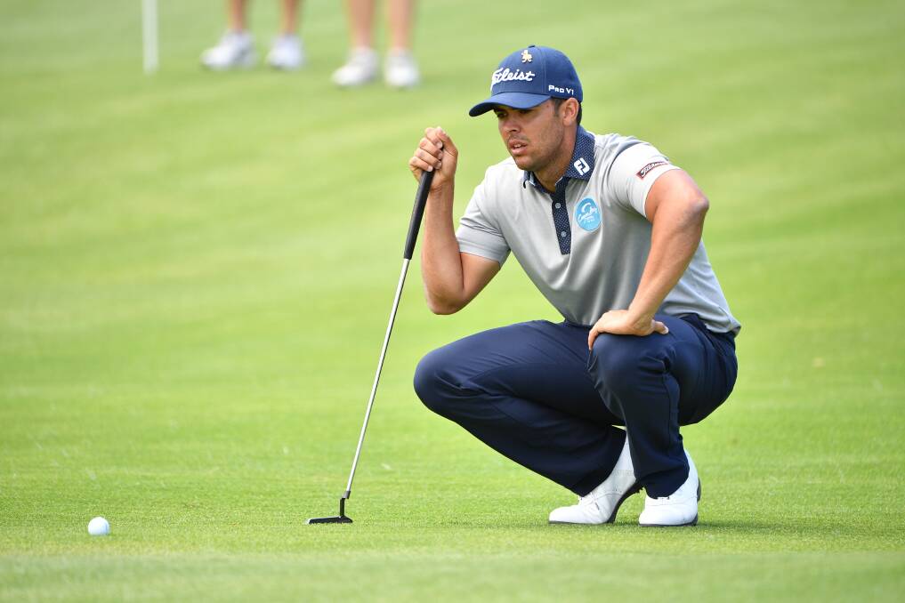 HEADLINE ACT: Dimi Papadatos lines up a putt during the final round of the Australian Open last November. He will return for this year's Wagga Pro-Am at Wagga Country Club.