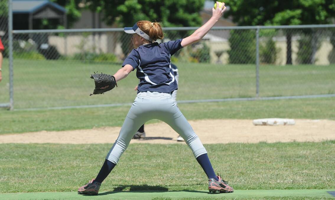 WIND UP: Saints Dragons' Bronte Stewart looks to let rip with her pitch in the junior softball game against Turvey Park Red at French Fields. Picture: Laura Hardwick