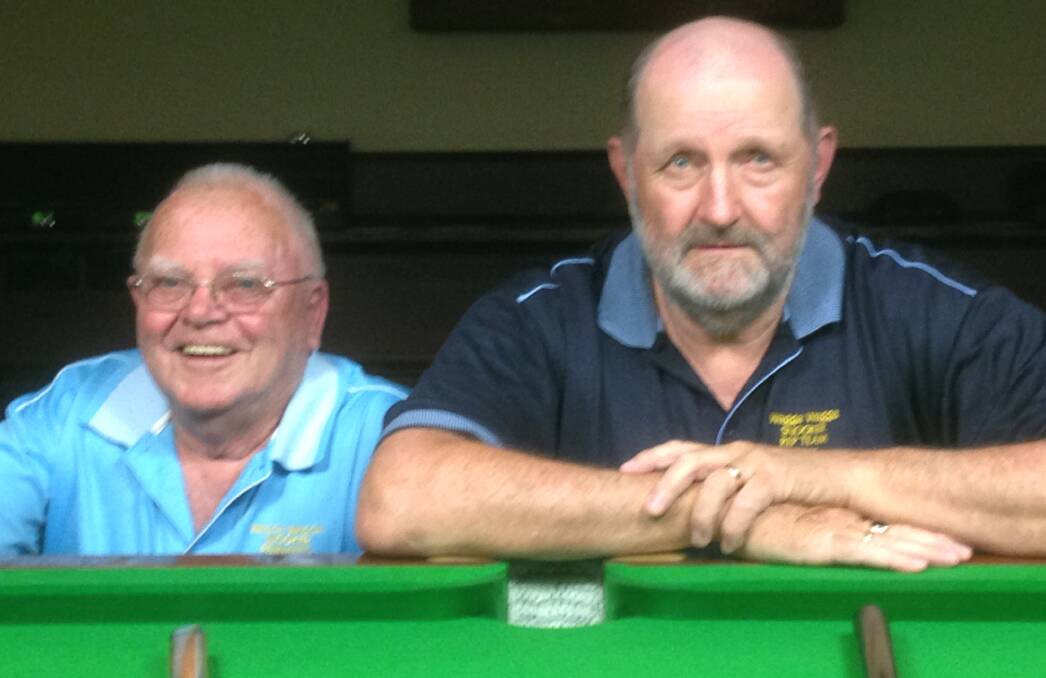 CHAMPIONS: Mike McCall and Peter Raczkowski took out the Wagga snooker doubles grand final at Wagga RSL Club on Tuesday night.